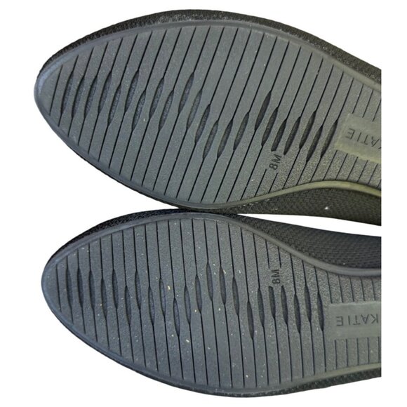 Kelly & Katie Womens Black Knit Flats With White Stripes Slip-On Shoes Size 8 - Picture 7 of 8